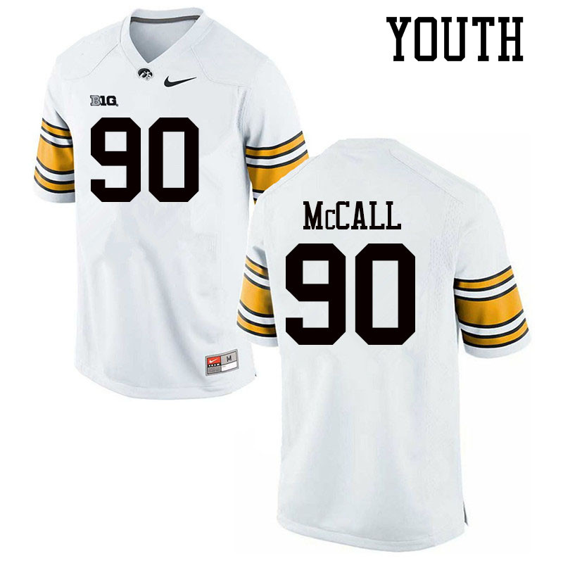 Youth #90 Taajhir McCall Iowa Hawkeyes College Football Jerseys Sale-White